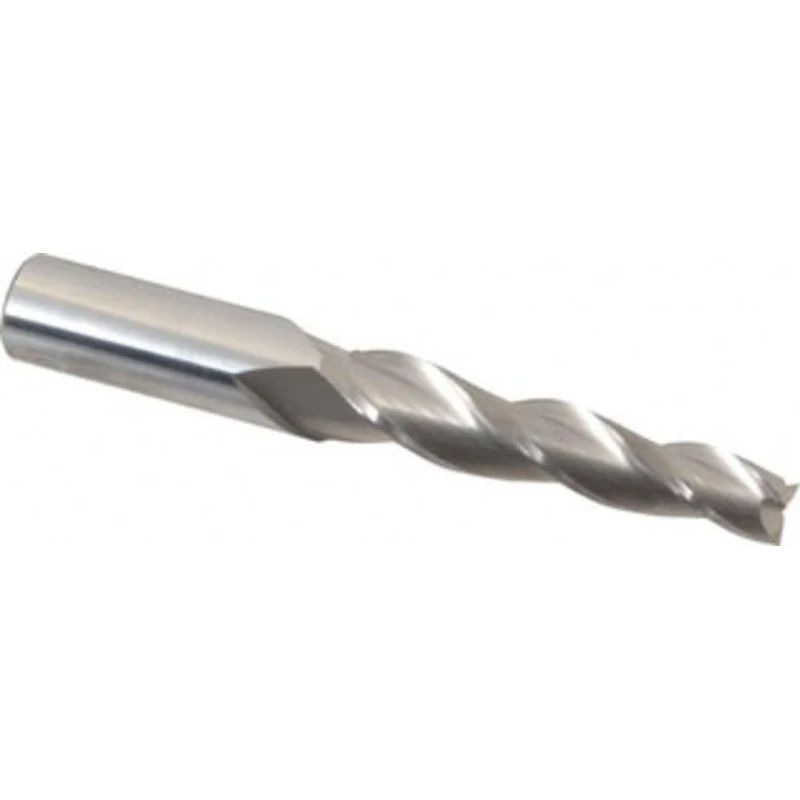 Accupro 2 per Side 3/8 Small End Diam 2-1/4 LOC 3-Flute Solid Carbide Tapered Square End Mill Uncoated, 9/16 Shank Di...